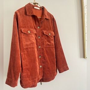 Sugar Women's Corduroy Button Down boho cowgirl Shirt in Rust size M